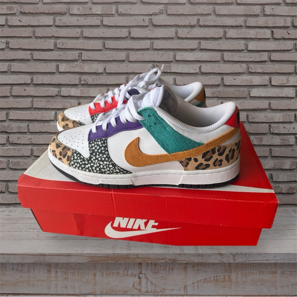 Deadstock Nike Womens Dunk Low SE "Safari Mix" Box Animal Patchwork Wm 8 Men 6.5 - Picture 3 of 10
